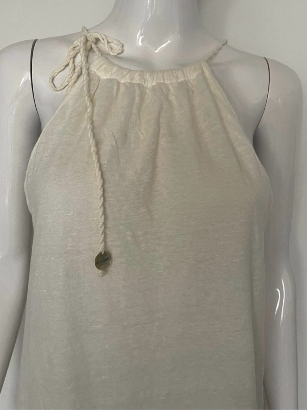 Escales Paris Summer white linen dress size L